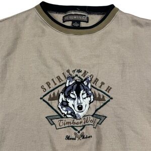 Vintage Headwaters Timber Wolf Pullover Spirit Of The North Embroidered Mens XL